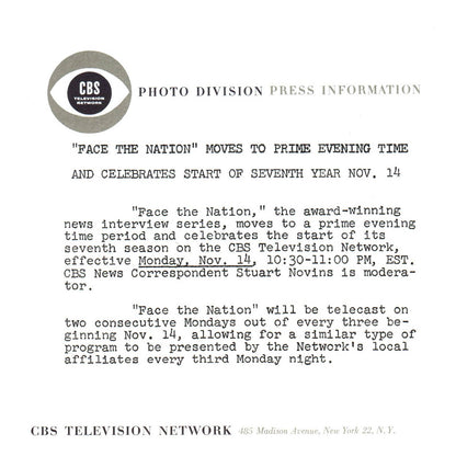 c1960 Press Photo Stuart Novins Face The Nation CBS TJ7-2