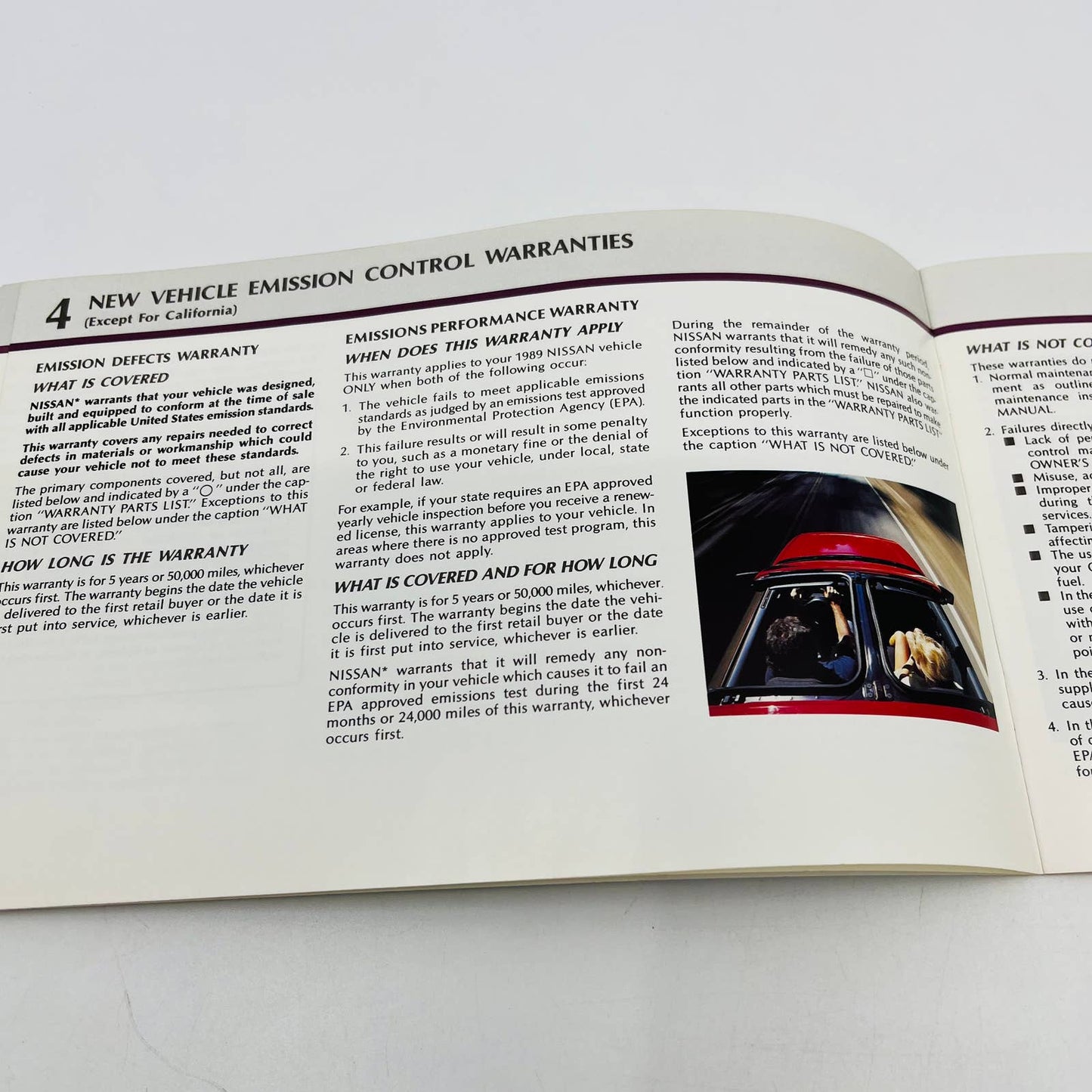 1989 Nissan Warranty Information Booklet BA1