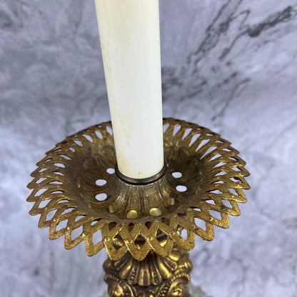 1970 Hollywood Regency Glam Lamp Crystal Glass & Brass EF Industries 23" WORKS