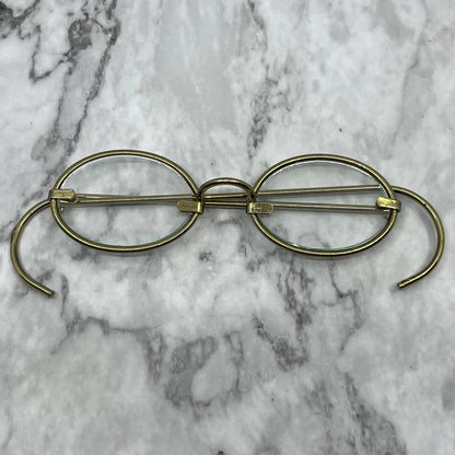Antique Heavy Gauge Gold Tone Oval Spectacles Eyeglasses Steampunk SE9
