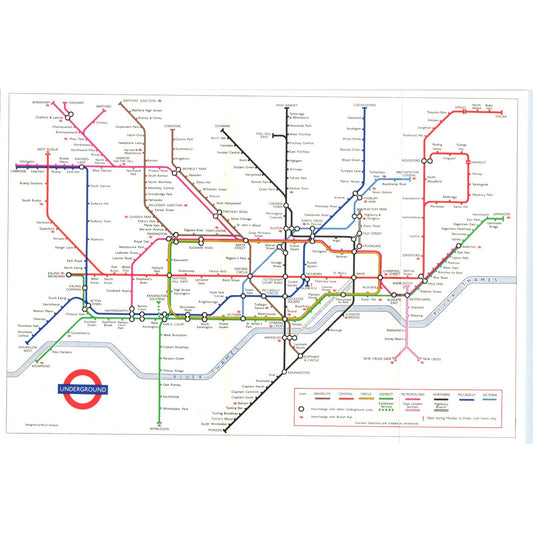 1971 Great Britain London Underground Commuter Rail Map SE8