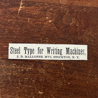 Steel Type Writing Machines JD Mallonee Stockton Original Advertisement AD8-P28