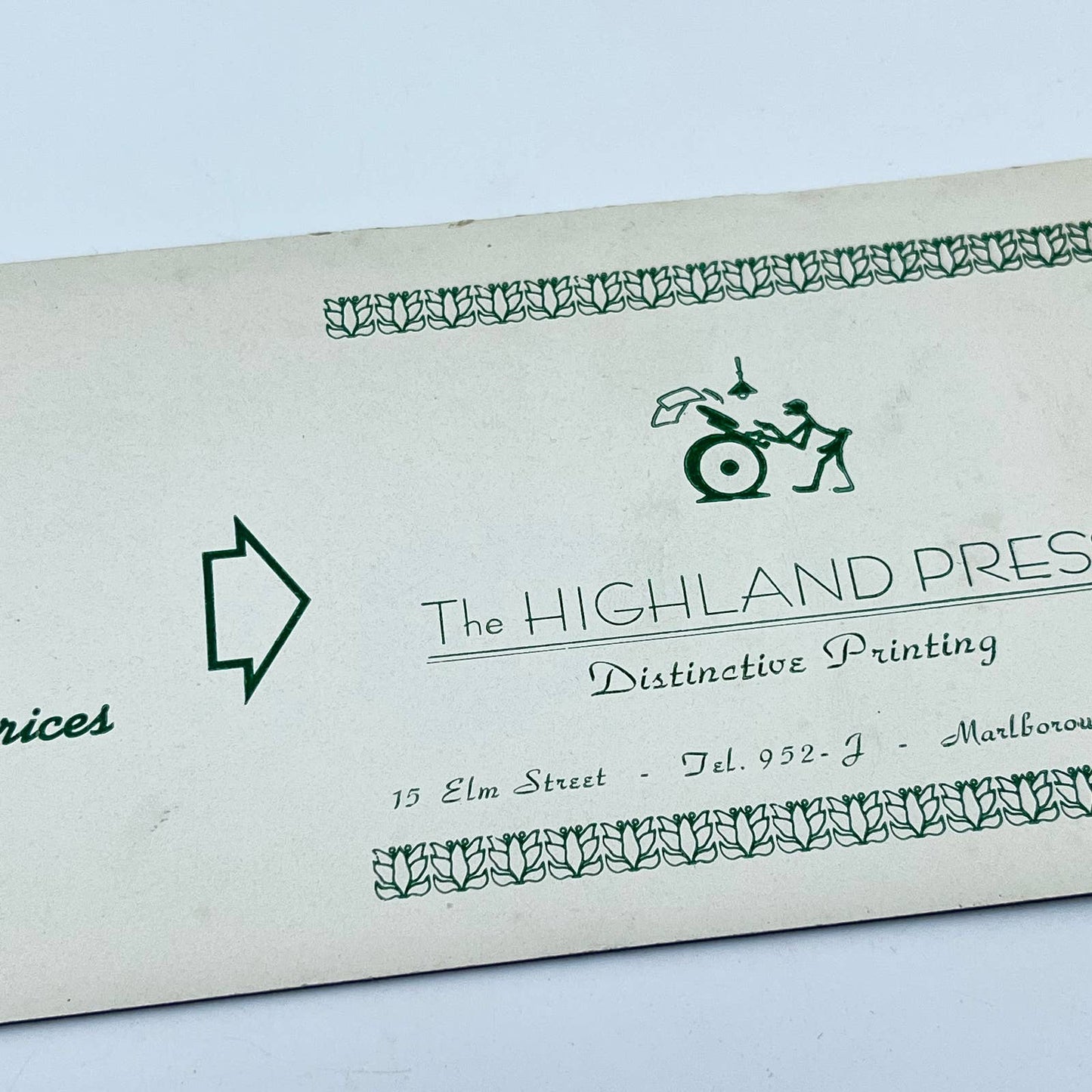 1948 Blotter Card The Highland Press Printing Marlborough Mass SC9