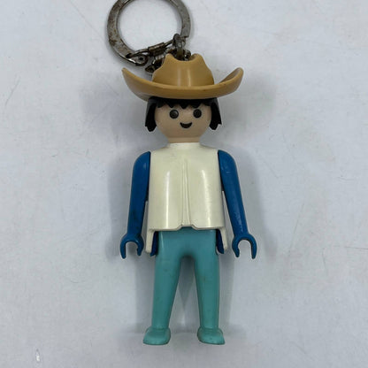 1974 Playmobil Figure Keychain Cowboy Hat Toy Promo Key Chain Geobra TD2