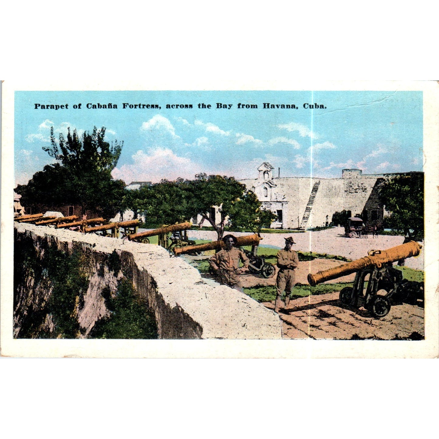 Parapet of Cabana Fortress Across Bay From Havana Cuba Original Postcard P3-1