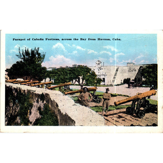 Parapet of Cabana Fortress Across Bay From Havana Cuba Original Postcard P3-1