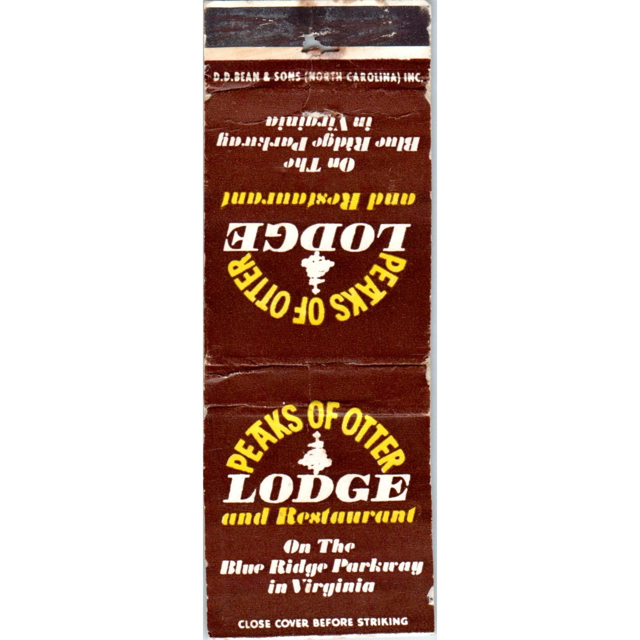 Peaks of Otter Lodge Blue Ridge Virginia Advertising Matchbook Cover MM9-8