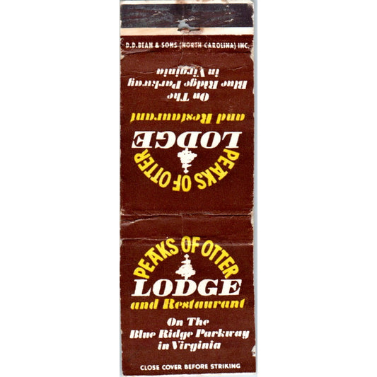 Peaks of Otter Lodge Blue Ridge Virginia Advertising Matchbook Cover MM9-8