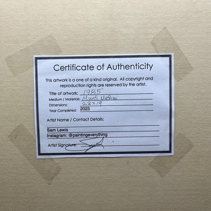 Original Framed Mixed Media Abstract Art Painting 23x19" 1985 w/ COA