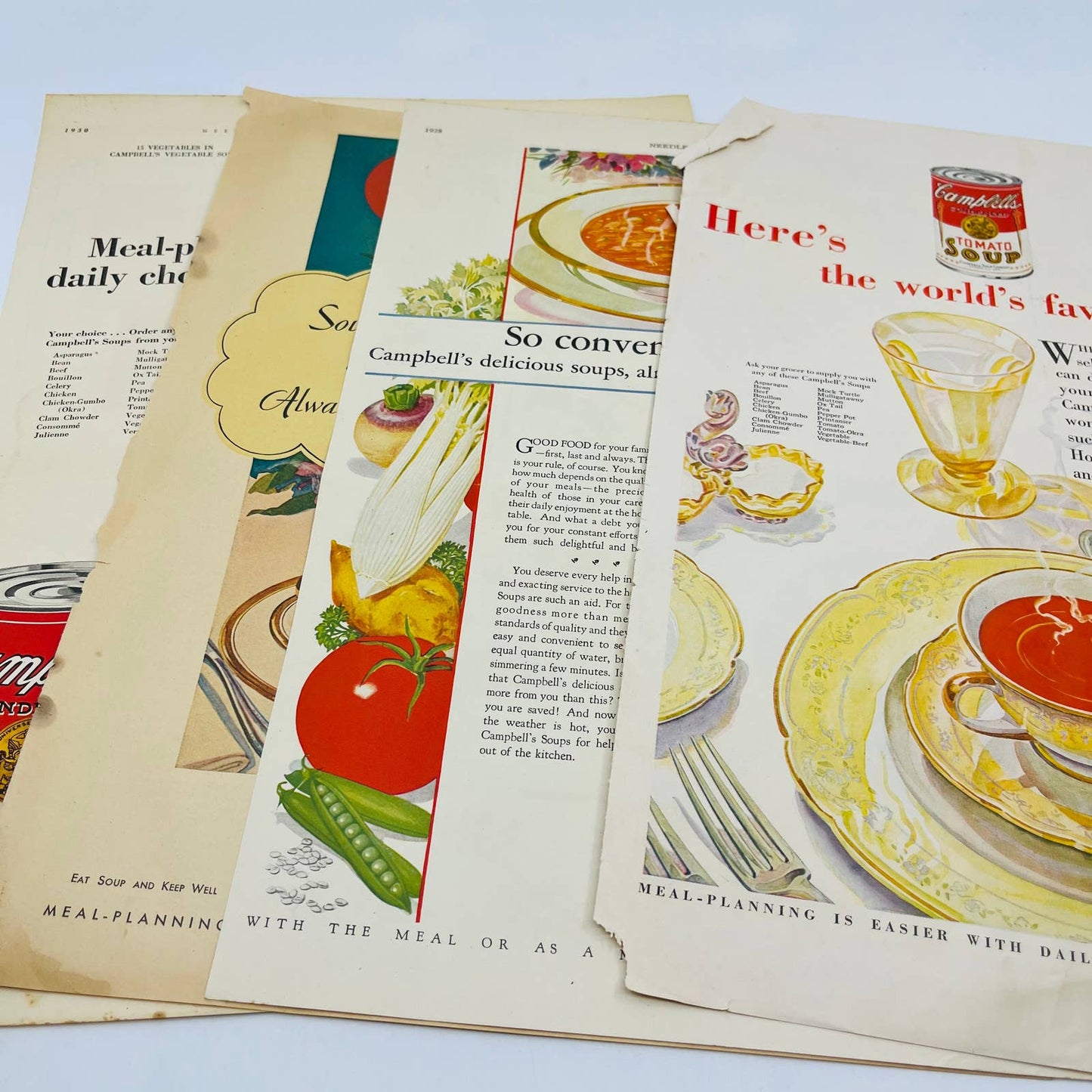 1925-60s HUGE Lot of ~30 Campbells Soup Advertisements TA8