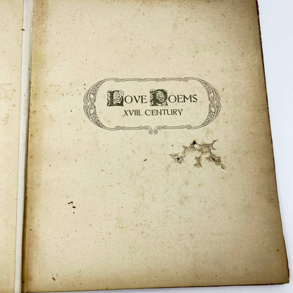 1800s Victorian Hardcover Poem Book - Love Poems XVIII Century TF3