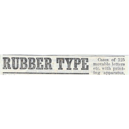 Rubber Type Co. Mallet Creek Ohio - Ad 1878 Original TJ7-L2-2