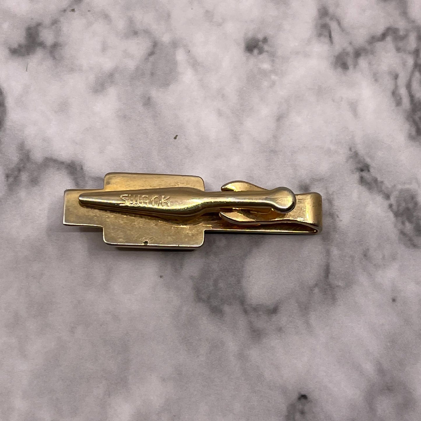 Initial Monogram Letter Swank Tie Bar Clip Vintage Initial R Gold Tone SA2