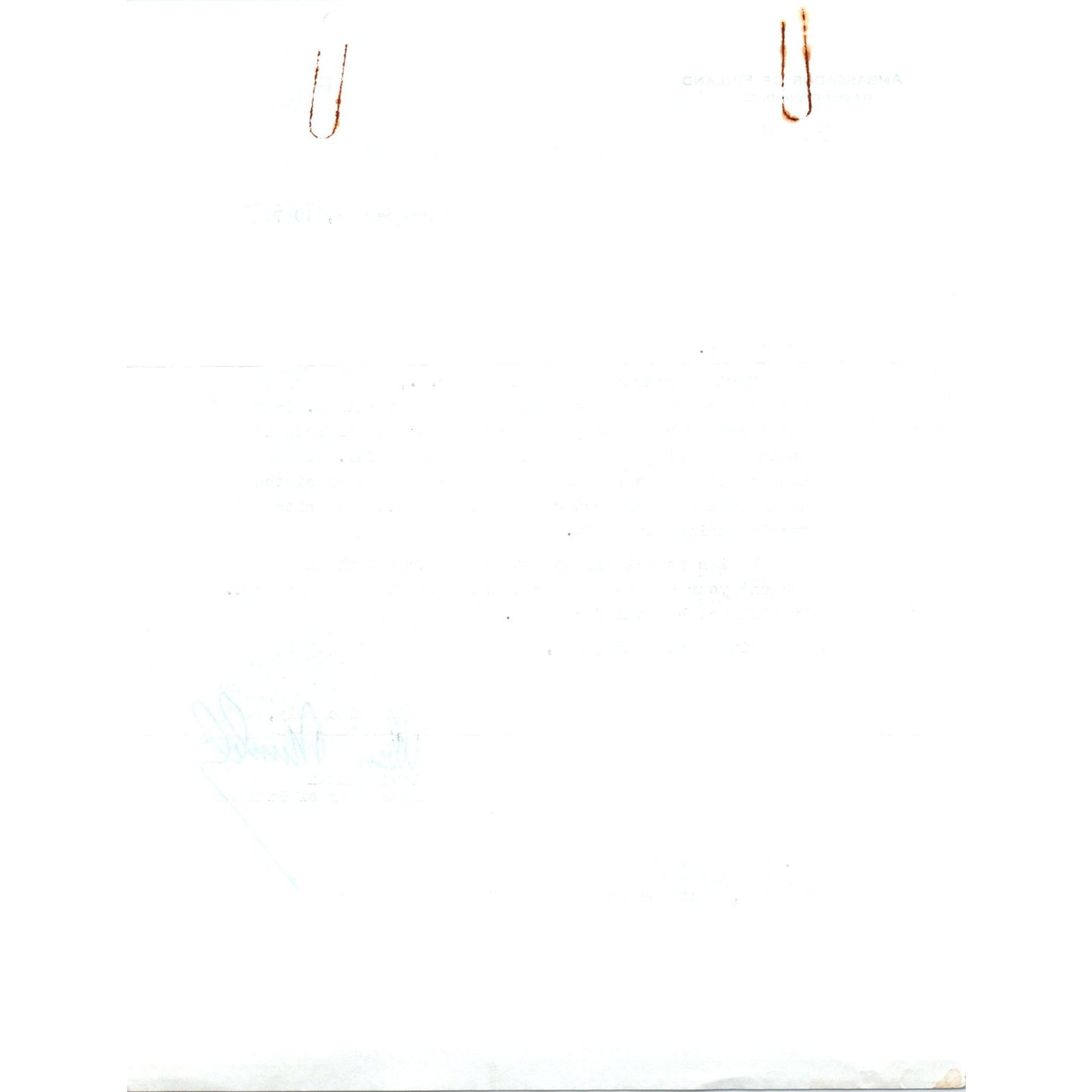 Finland Embassy Official Letterhead Memo Olavi Munkki Nov 28 1967 B15