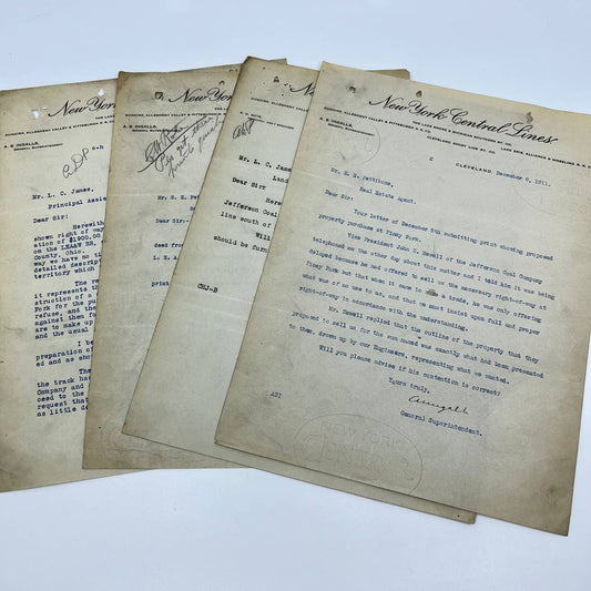 1911 The New York Central Lines Railroad RR Letterhead Memo Lot of 4 AB1-3