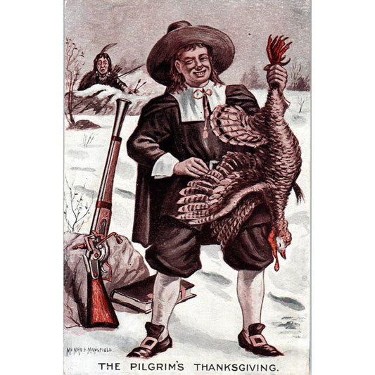 Pilgrim's Thanksgiving Wood's Coffee Kidder & Merrill Kendall Trade Card TK1-22