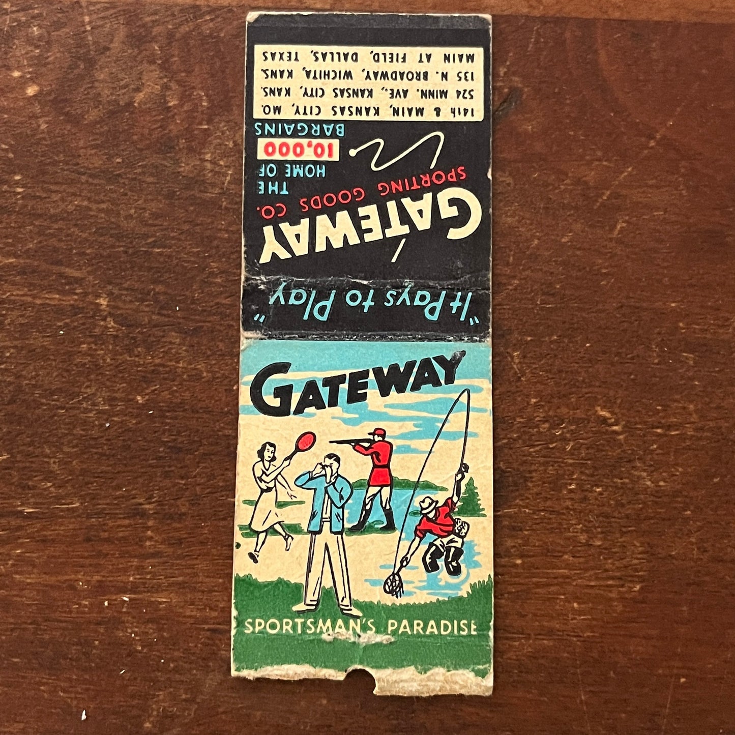 Gateway Sporting Goods Kansas City Wichita Dallas Advertising Matchbook MM9-3