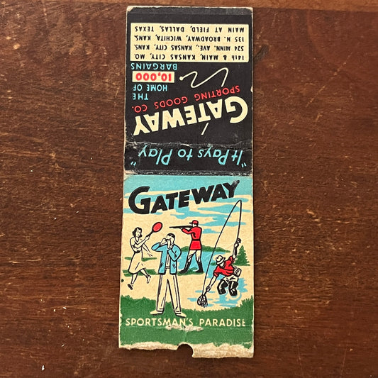Gateway Sporting Goods Kansas City Wichita Dallas Advertising Matchbook MM9-3