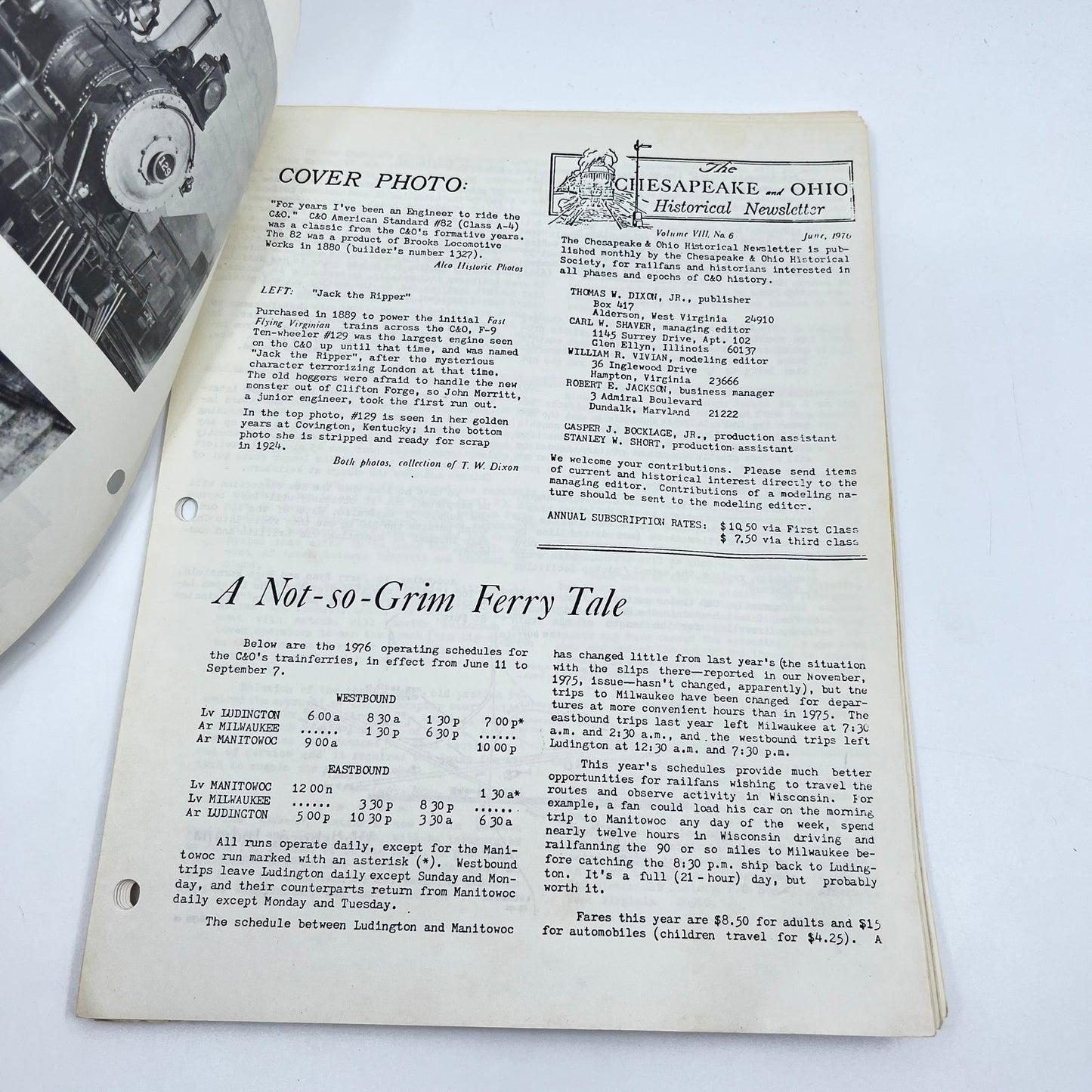 1976 June Chesapeake and Ohio Historical Newsletter C&O RR Thomas Dixon WV M1-2