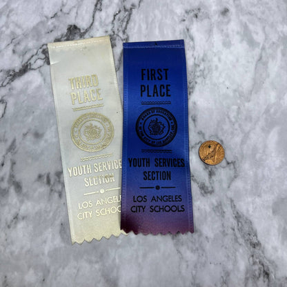 1971 Los Angeles City Schools First & Third Place Softball Award Ribbons SE8