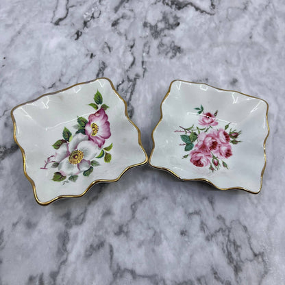 Vintage James Kent Old Foley Small Floral Bon Bon Plates 3 inch Set of 2 TJ5