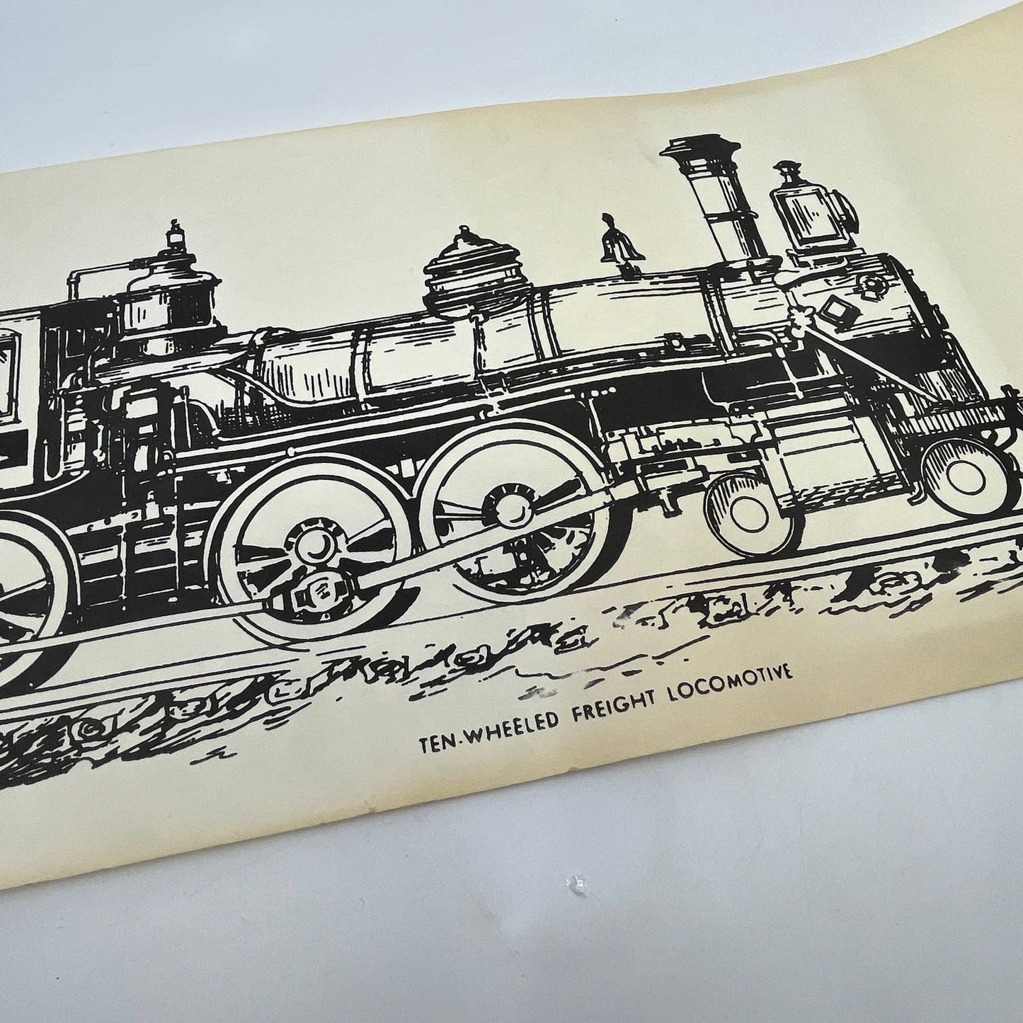 VTG Train Poster Eureka Ten-Wheeled Freight Locomotive Print 9.5x25.5” RR RU1