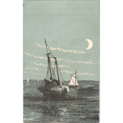 1880s Victorian Trade Card Sailboat John Wanamaker & Co Philadelphia SE8