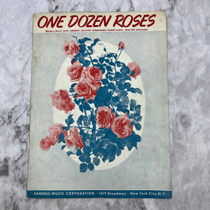 Vintage Sheet Music 1942 One Dozen Roses Voice Piano Ukulele Dick Jurgens TH5