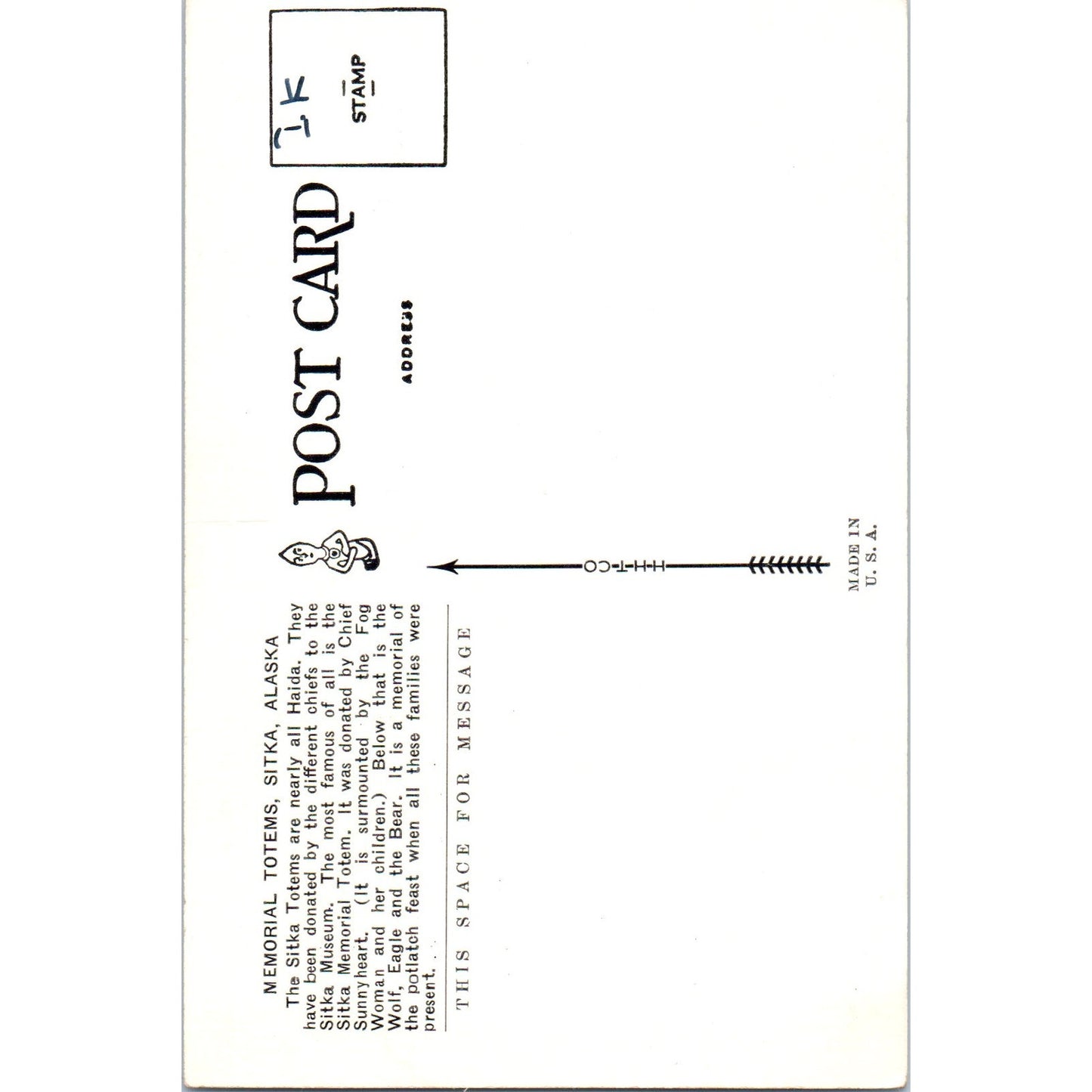 Memorial Totems Sitka Alaska Original Postcard P2-6