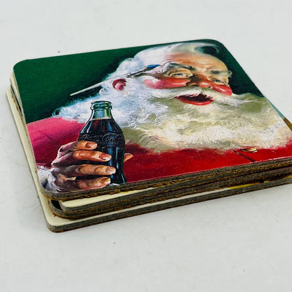 Set of 4 Cork Bottom Christmas Santa Claus Coca Cola Drink Coasters TC4