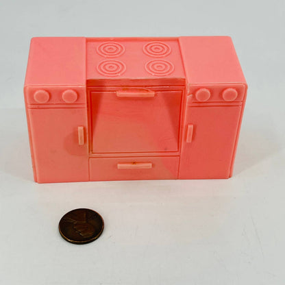 1950s MCM Dollhouse Furniture Celluloid Pink Kitchen Oven Stove TD6