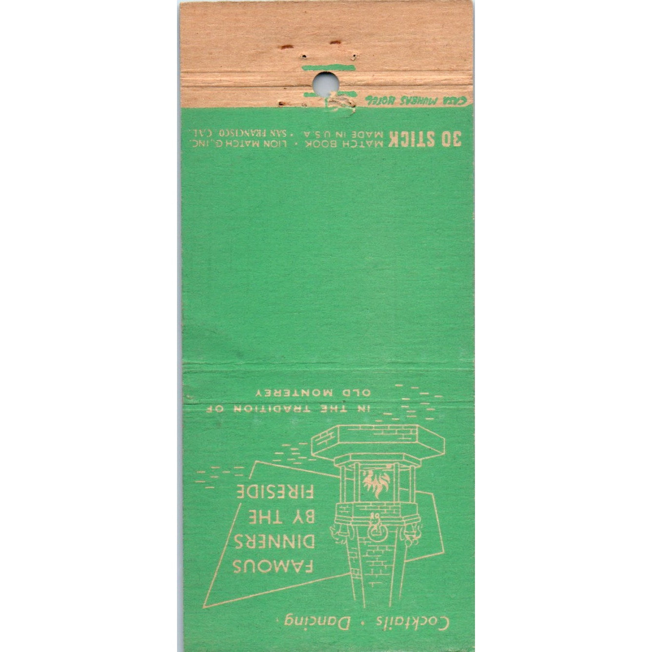 Casa Munras Hotel Monterey CA Advertising Matchbook Cover MM9-6