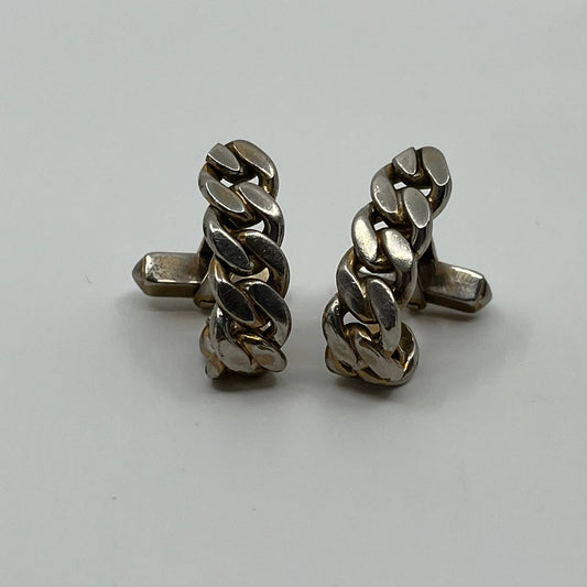 Vintage 1950s MCM MOD SWANK Cufflinks Curled Braid Metallic Tone SE1