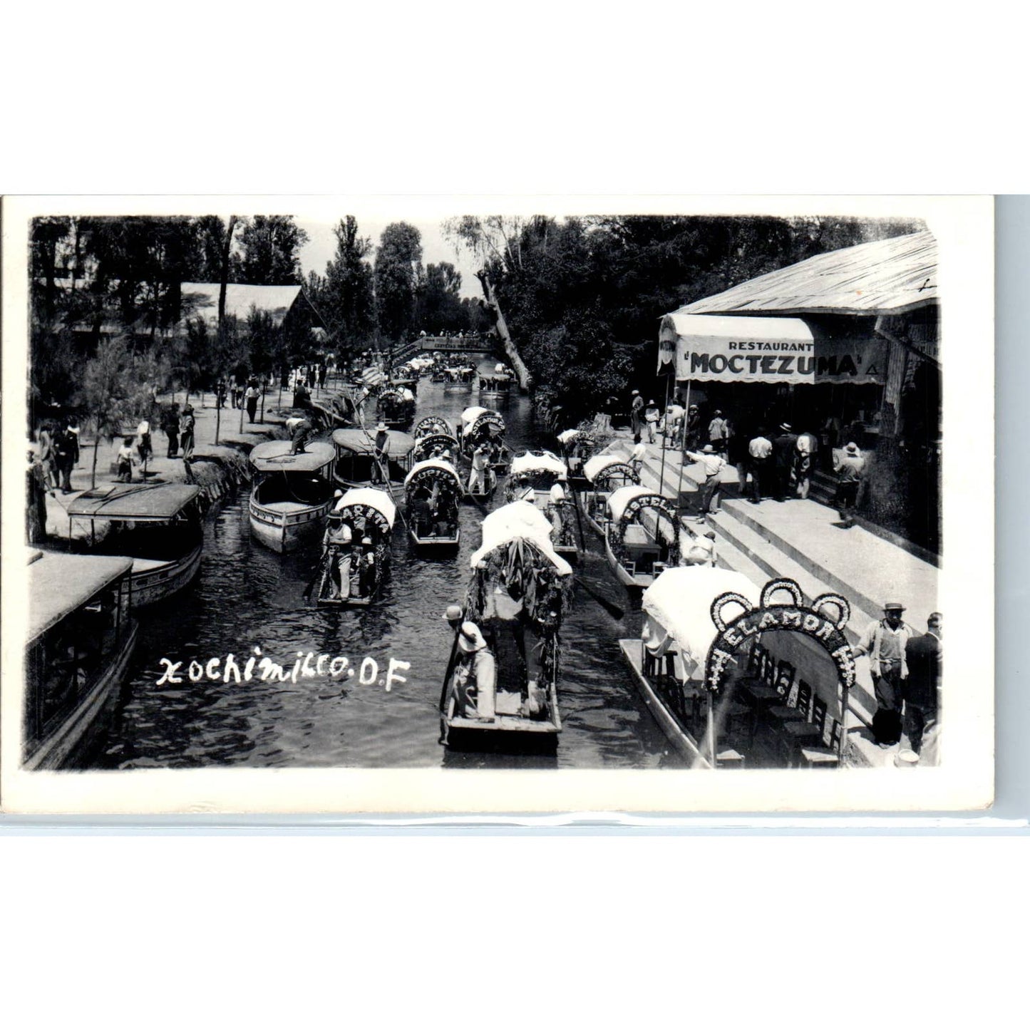 Xochimilco Restaurant Moctezuma Mexico - Original RPPC Postcard TJ7-MP