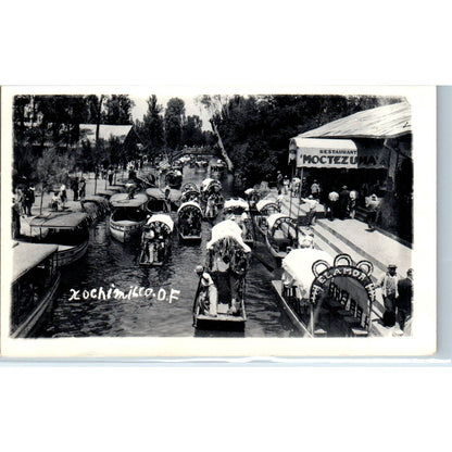 Xochimilco Restaurant Moctezuma Mexico - Original RPPC Postcard TJ7-MP