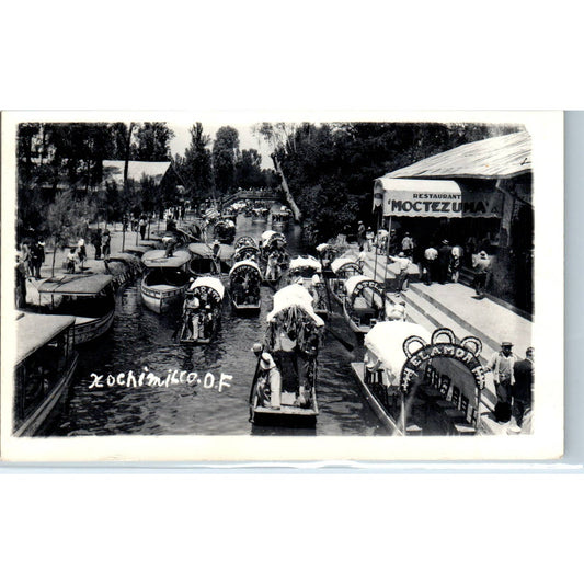 Xochimilco Restaurant Moctezuma Mexico - Original RPPC Postcard TJ7-MP