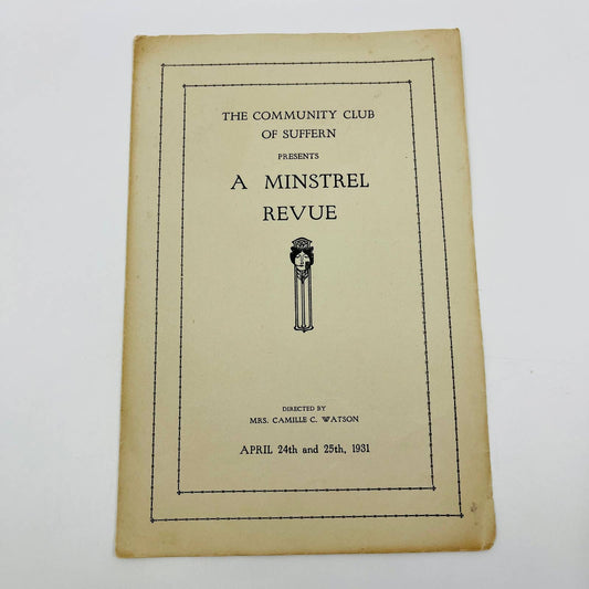 1931 A Minstrel Revue Camille Watson Suffern NY Community Club Program D1