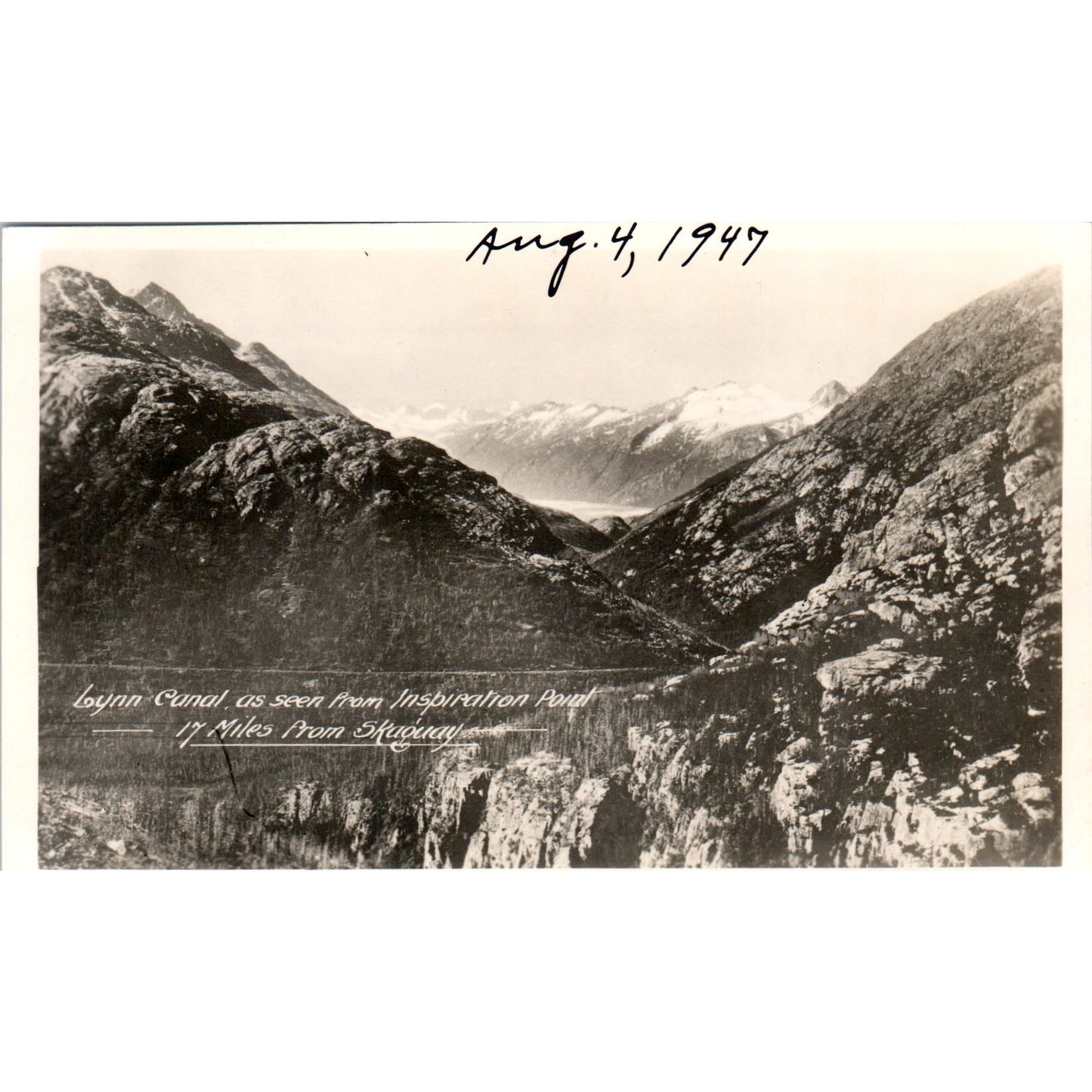1947 Lynn Canal from Inspiration Point Skagway Alaska Original Postcard P2-6