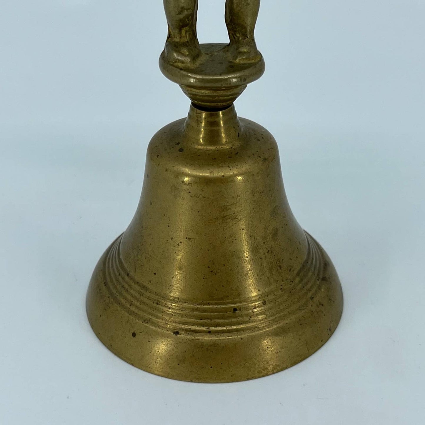 Vintage Victorian Cast Brass Cherub Cupid Angel Table Dinner Bell 6” TF5