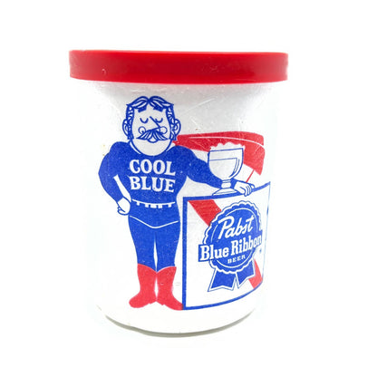 Vintage Pabst Blue Ribbon PBR Cool Blue Man Styrofoam Can Koozie TF6