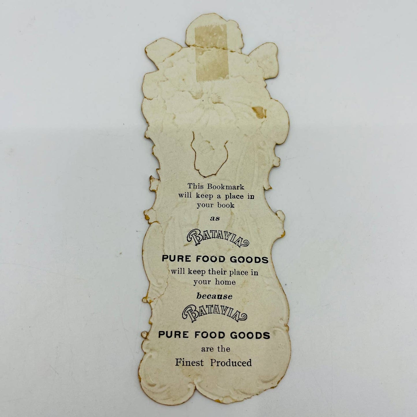 1880s Die Cut Victorian Bookmark Floral Batavia Pure Good Foods AA2