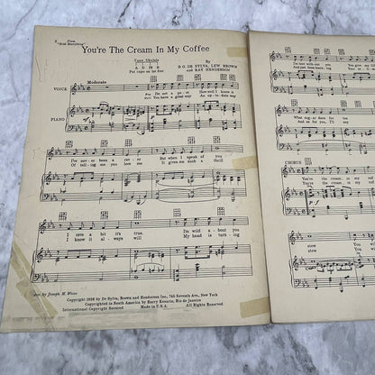Hold Everything You're The Cream in My Coffee DeSylva 1928 Sheet Music TK2-SM4
