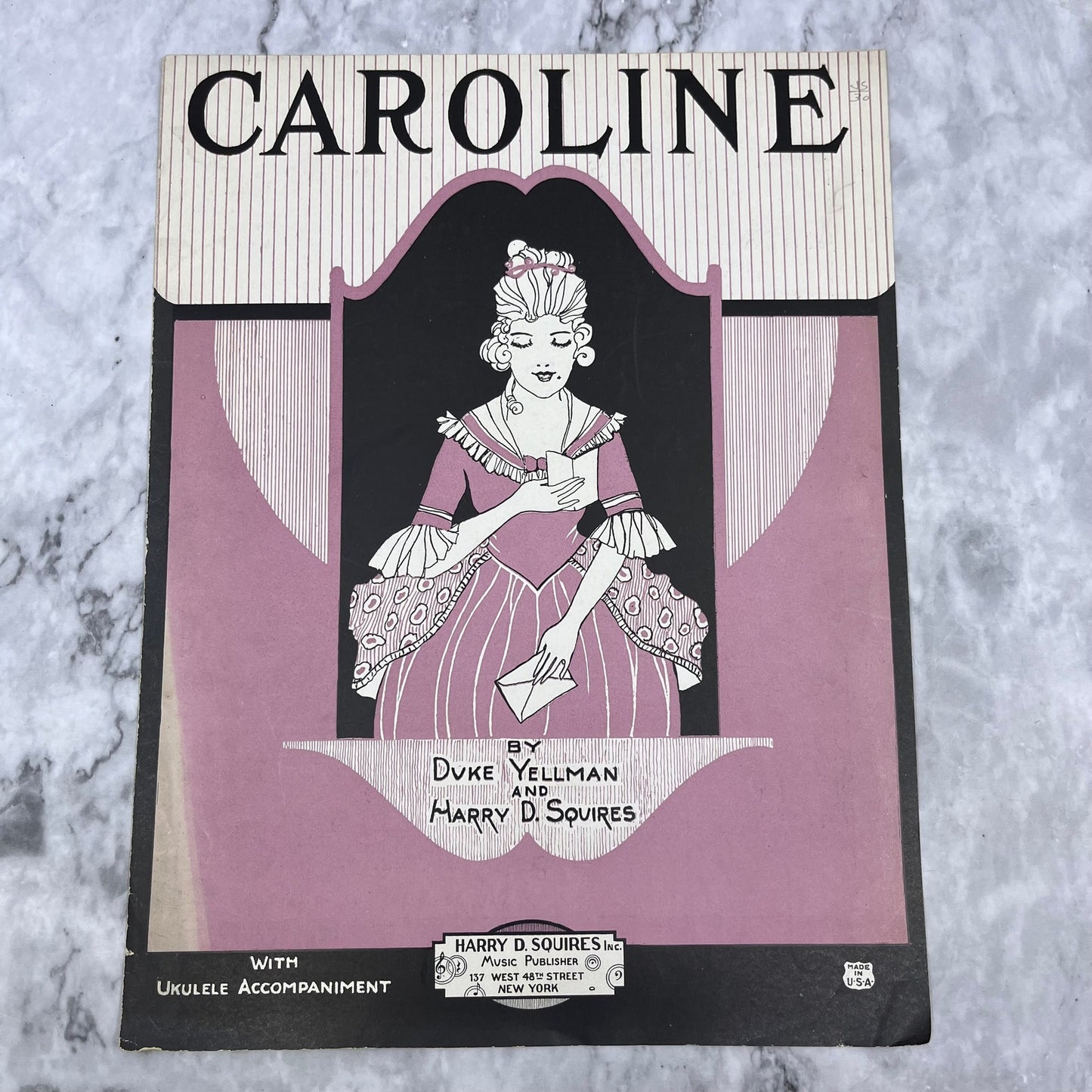 1925 Sheet Music - CAROLINE - Duke Yellman Harry D. Squires V38