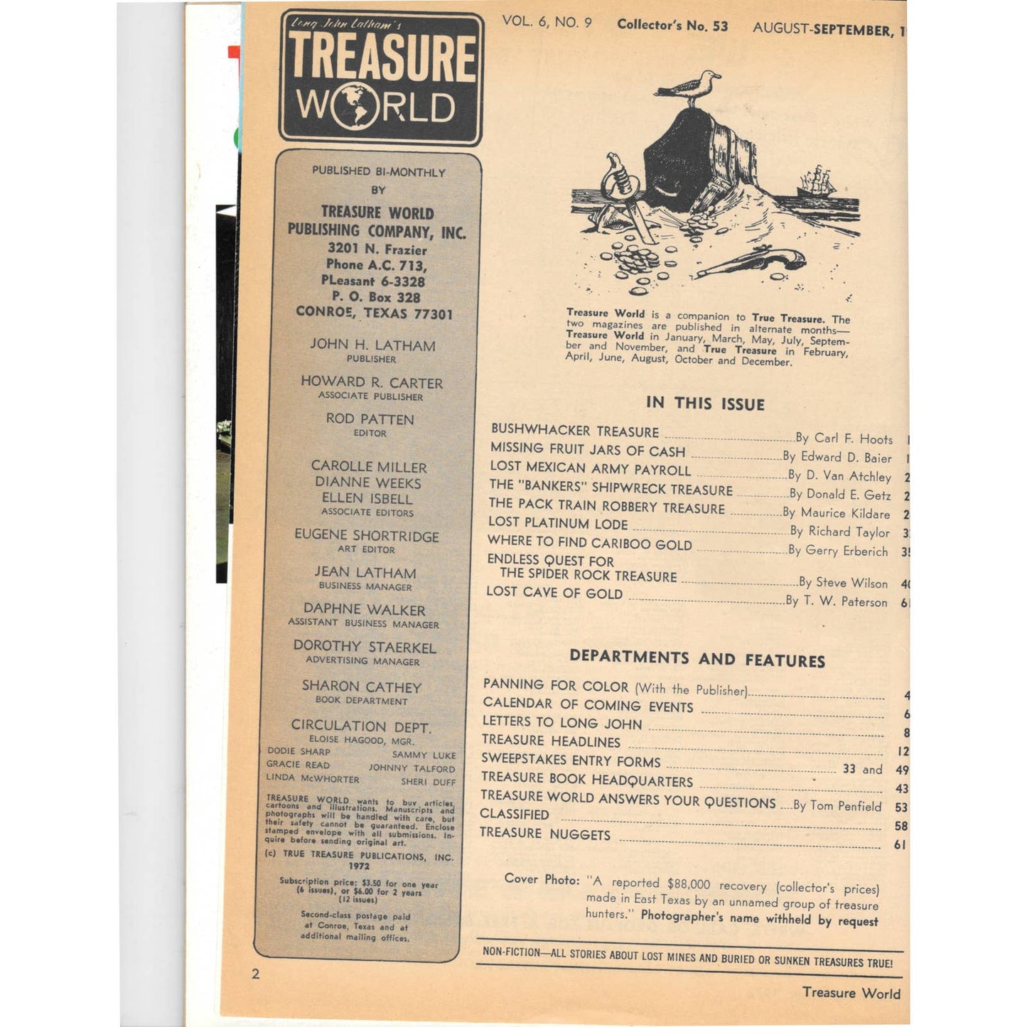 Long John Latham's Treasure World Magazine Mining Metal Detecting Sept 1972 M5