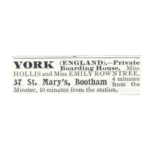 York England Boarding House St. Mary's Bootham Emily Rowntree - 1903 Ad AK5-S29