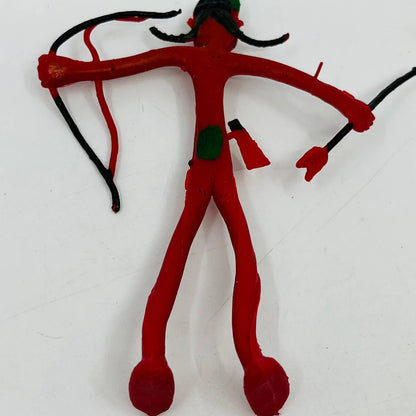 Vintage Native American Indian Red Rubber Wire Bendy Hong Kong Toy 5” TD3