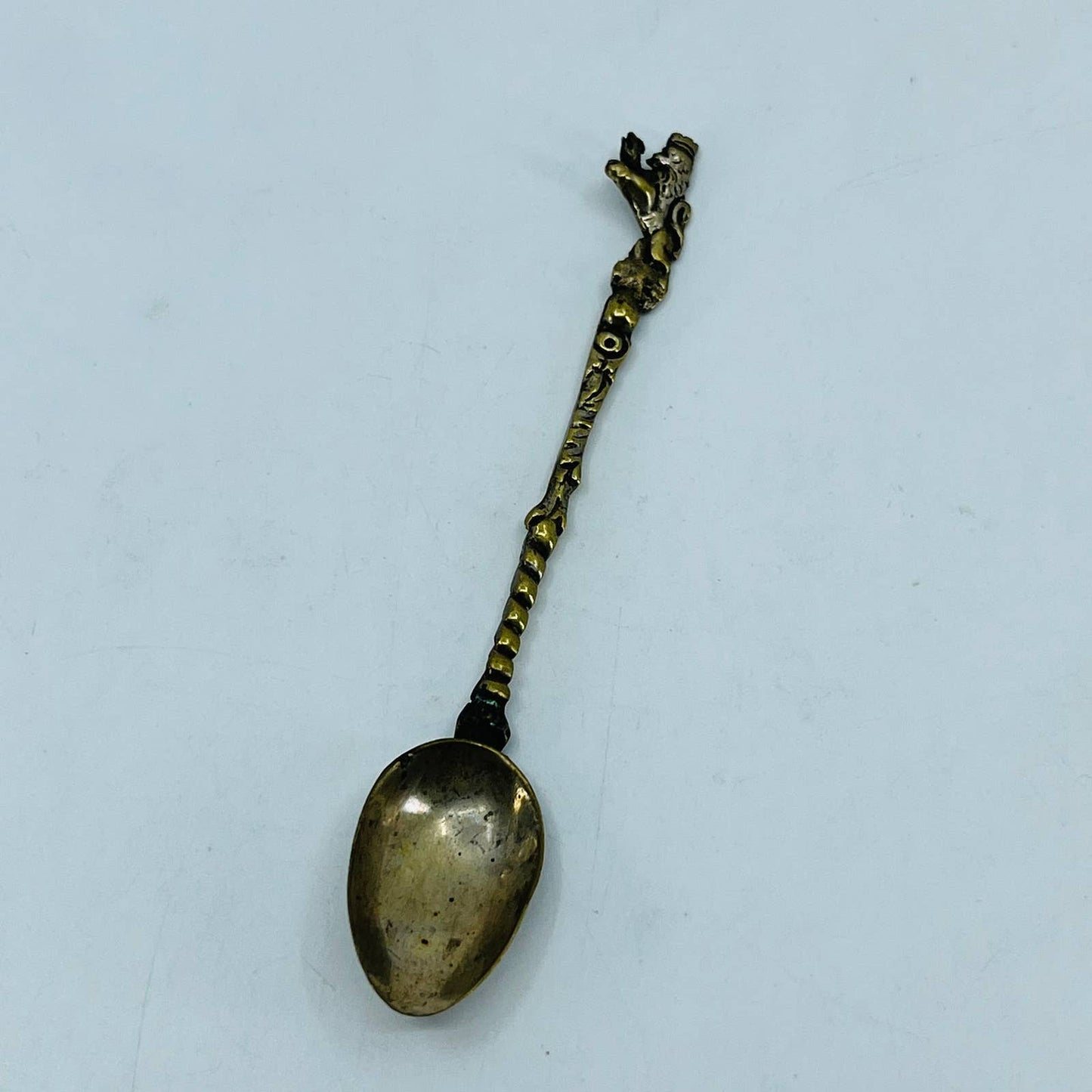 Vintage ITALY Collector Souvenir Spoon 4.25" Silver/Brass Winged Crown Lion SB7