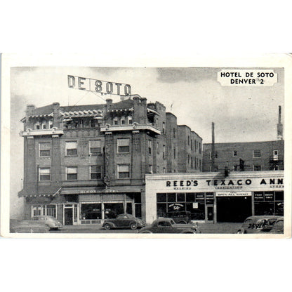 Hotel De Soto Reed's Texaco Denver Colorado Original Postcard P1-11