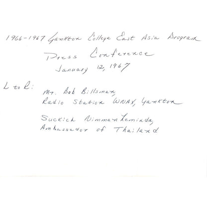 Press Conference Sukich Nimmanheminda WNAX 1967 Original Photo 5x7 TK1-P5-2