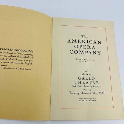 1928 The American Opera Compamy at the New Gallo Theatre Preview Book TD6-2